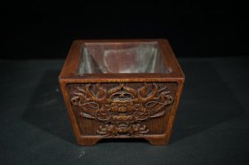 旧藏花梨木精工镶嵌竹黄香炉 收藏送礼佳品