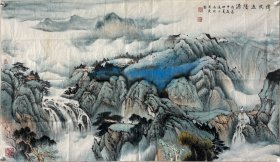 【终身保真字画】周良，120X70cm！山水上海市美术家协会会员，上海春江画院院士，江苏省国画院画师，上海中国画院高级山水画班研究生