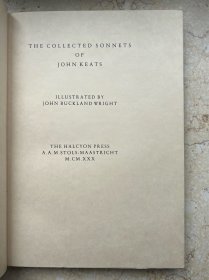 其他私人出版社 #1-‘The Halcyon Press’- THE COLLECTED SONNETS OF JOHN KEATS’