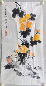 著名海派画家、连环画家罗希贤花鸟国画