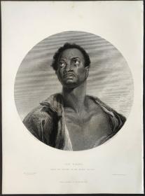 【弗农画廊系列、附资料页】1851年 钢版画《THE NEGRO》