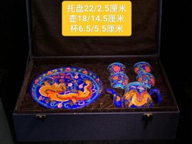 大明成华年制珐琅彩手绘掐金丝龙纹茶具一套，