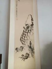 河北省交河人梁崎情趣花卉条幅