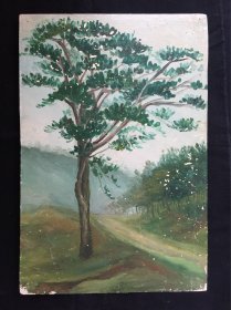 青山独归远：佚名风景老油画精品一帧：八十年代因其时代特性，期间优秀油画作品将西方油画形式、语言精华与中国传统文化精神、气质真正融合起来了。此帧画面颜料粗犷堆叠和笔触裸痕，是画家一笔一画真情实感流露，画面弥漫着细腻的宁静平和。那个年代自然真实的生态淳朴似乎随处可见的令人不以为然，如今却成为渐行渐远、爱而不得的怀旧感伤，是你我柔软心底和泪眼婆娑中永远挥之不去的童年和乡愁。