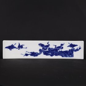 （亏本捡漏特价处理）青花松鹤纹香插 长：26.7cm 宽：6.1cm 高：1.2cm