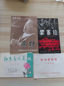 中国青年艺术剧院节目单 让青春更美丽 导演石羽、江水，主演江水，雷平，郑乾龙等 节目单 原野 导演：张奇虹 参演：殷新 六场话剧，深夜静悄悄 导演：严忠颖 主演殷新、孙彦军、王夫棠、鲍占元 等 蒙塞拉 导演：陈颙 参演：王冰 陈希光 孙彦军、佟凡等 4单合售