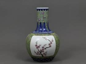 清乾隆珐琅彩梅花纹天球瓶 古玩古董古瓷器老货收藏1