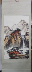 淘的旧画黄峰山水画立轴，原装原裱