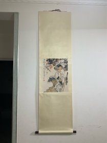 纯手工花绫立轴一副 ，画心尺寸：44x 34，整体尺寸：160x 44，，画心手绘不是印刷品！