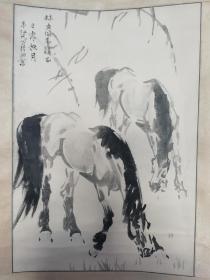 我国著名画家韦江凡双马图