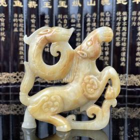 旧藏和田玉手把件，通体满工手工雕刻