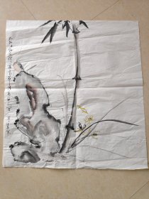 竹石鸟兰图