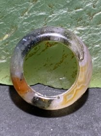 天然冰透亚光高玉化多彩水草玛瑙通货跑环（卡环)一个