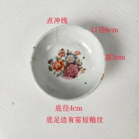 民国粉彩瓷碟手绘花卉描金碟禅意茶道功夫茶碗茶盏茶杯文房画碟