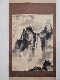 h.0698S邓敬民，四川画家，生于成都，笔名石穿。曾研修于彭先诚工作室。中国书画百杰之一，上款人为市团委书记。八七年原装原裱镜心作品，品相自然旧如图有瑕疵撕裂，画芯尺寸为67x49