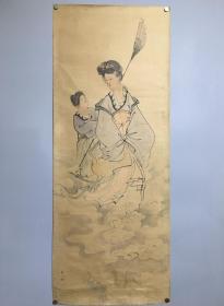 日本名家绘画：英  一蝶《西王母》（屏风切）