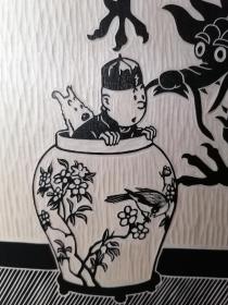 木刻版画：《丁丁历险记》之《蓝莲花》