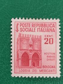 意大利邮票 1944年博洛尼亚商廊 1枚新 有背贴