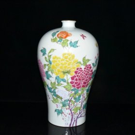 清代雍正粉彩牡丹花卉纹梅瓶【 31x18.5cm 】