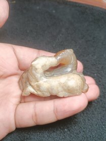 明代和田玉马摆件双马小摆件新疆和田玉巧雕