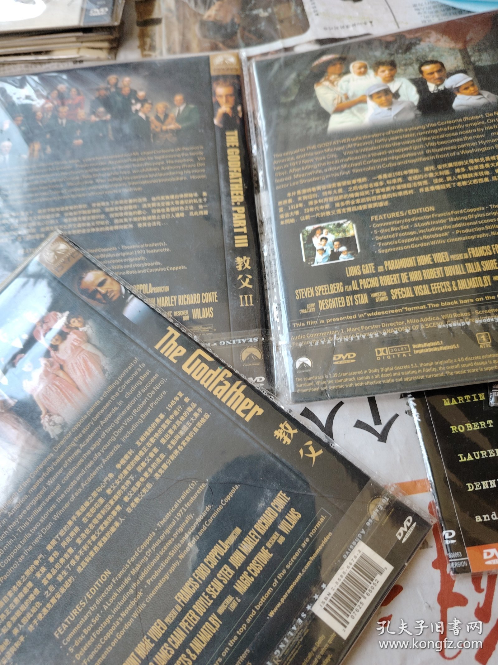 电影 DVD 弗朗西斯·科波拉作品：教父（1碟）+教父2（2碟）+教父3（1碟）[简装 4碟]（盘面干净 基本全新）