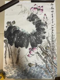 韩卿写意花鸟画国画水墨荷花卉字画书画作品条幅纯手绘