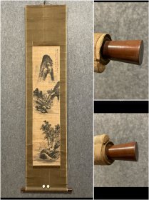 古筆山水图【田能村直入】 
1814 - 1907名痴，字顧絕，號小虎、小虎散 人、笠翁、青灣漁老、青灣茶寮、青椀、直入山樵、山樵、 畫仙堂、竹翁居士。豐後國（今大分縣）生人。9歲入田 能村竹田門下，後成為其養子，並易姓田能村。儒學從 師籙崎小竹、大鹽後素。1882年參與籌建京都府畫學 校，初任校長，辭職後又創建南宗畫學校，是明治時期
南宗畫的倡導者，京都畫壇的重鎮