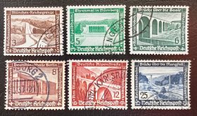 2-765德国1936年信销邮票6枚。建筑风光 历史遗迹 边境公路 首相官邸 桥梁等。（2015斯科特目录10美元）