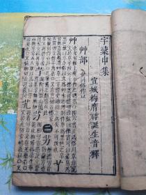 字汇（全12册，明代刻本，梅膺祚著，包老保真），宣纸线装本，尺寸27*17厘米，有些虫蛀，全套共缺10张左右