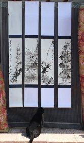 【卖家保真】名家字画：国家一级美术师如庵老师所绘大写意《水墨雅韵，君子风骨——梅兰竹菊》四条屏一套 【另可预约定制老师作品】