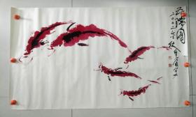 冯晋庸彩墨作品《五瑞图》