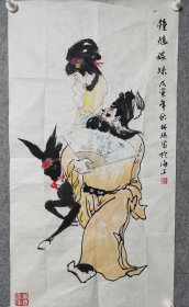 一线铲精品人物画一副，款不识自查，画工精湛，欢迎捡漏，尺寸90/48软片