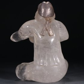 清代 水晶嵌银胡人摆件