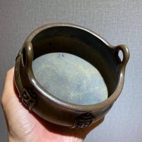 古玩旧藏万寿冲天耳铜香炉