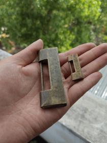 清代老铜锁带刻工，无钥匙