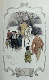 豪华羊犊皮精装：The Vicar of Wakefield 《威克斐牧师传》1904年初版豪华烫金vellum羊犊皮封面特装本， 插画大师C. E. Brock 绘本豪华满堂烫金精装古董书 24张早期套色插图 品相绝佳