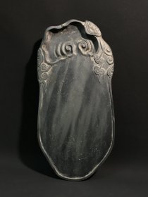 旧藏老坑对眉歙砚 如意灵芝款：周亮工