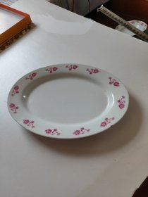 中国醴陵老粉花瓷鱼盘