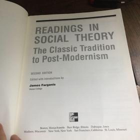 詹姆斯·法加尼斯编著《社会理论读本：从古典传统到后现代主义》 Readings in Social Theory: The Classic Tradition to Post-modernism