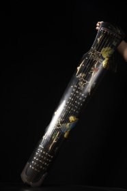 木胎描金漆器人物故事题诗七弦古琴 长120cm 宽18.5cm 高9cm 重2385克
