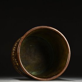 铜鎏金年年有鱼笔筒