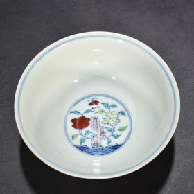 明成化斗彩湖石花卉纹宫碗 7*15.5厘米