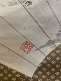 古筆山水图，扇面，梧堂筆