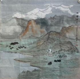 【终身保真字画】张海鸿,68X68cm!
        自幼随父学习书画，毕业于青海师范大学美术系。现为中华文化促进会书画艺术委员会副主任、国家艺术基金评审专家、河北美术学院教授、国家一级美术师、中国国家画院何加林工作室画家、中国山水画研究院研究员、香港画院副院长、青海书画院原常务副院长、中国美术家协会会员、中国收藏家协会会员、青海省美术家协会理事、西宁市美术家协会主席