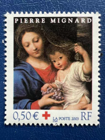 FR4法国邮票 2003年 圣诞节米格纳德绘画《母子》红十字 新 1全