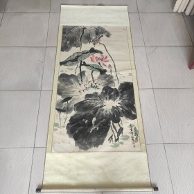 王墨石，王书宝盛荷图大尺寸图，本画本人的真品画作。下面图有他的简历，品相如图。