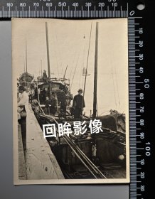 民国钱塘江上的大船靠岸老照片