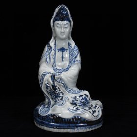 明青花釉里红经纹观音29*18厘米