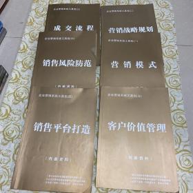 企业营销系统工具包：（1）营销模式）（2）营销战略规划（3）成交流程（4）销售平台打造（5）
客户价值管理（6）销售风险防范，6册