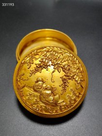 珍藏清代鎏金高浮雕工艺，鸳鸯粉盒